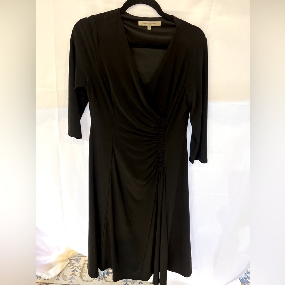 Evan Picone Shirred Black Dresss